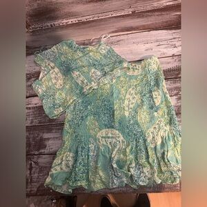 Timing Mint and White Smocked Halter Top & Skirt